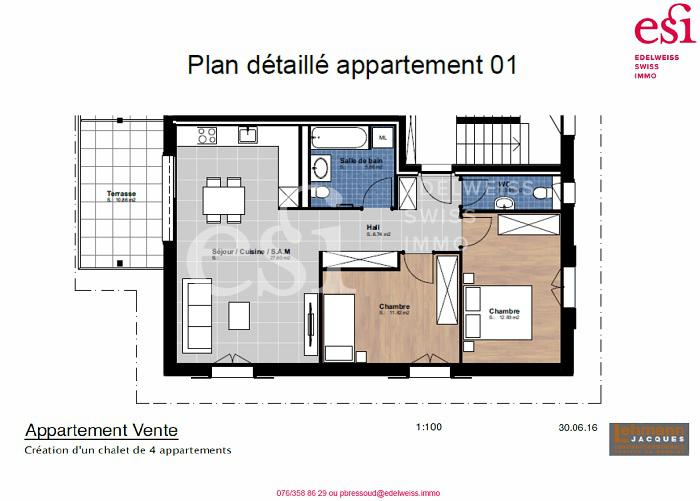 Plan détaillé appartement 01 avec logo ESI